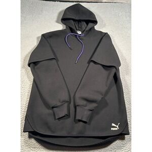 Puma Evo Hoodie Men's Medium Top Layer Athletic Warm Up Black Purple‎ Drawstring